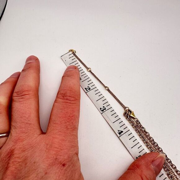 J Crew Gold Tone Layered Multi Strand Coin Pendant‎ style Necklace Dainty - Picture 5 of 8